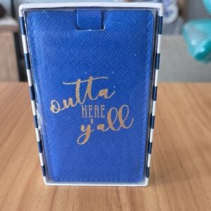 Crown & Ivy Blue Luggage ID Tag with Gold Script